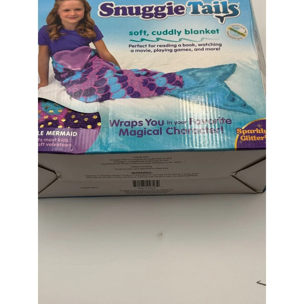 Snuggie Tails Purple Mermaid Wearable Blanket Kids One Size Soft Velveteen New